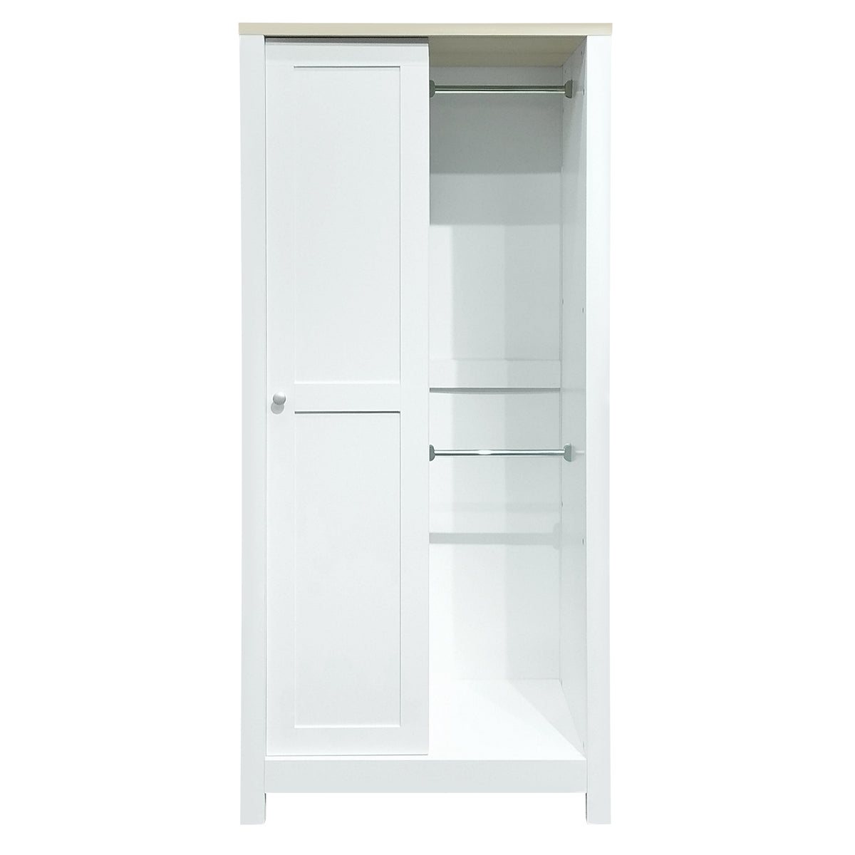 Nøordka Light Dresser Default 69" White Bedroom Wardrobe with Hanging Rods, Drawers, Open Shelves &amp; Sliding Door