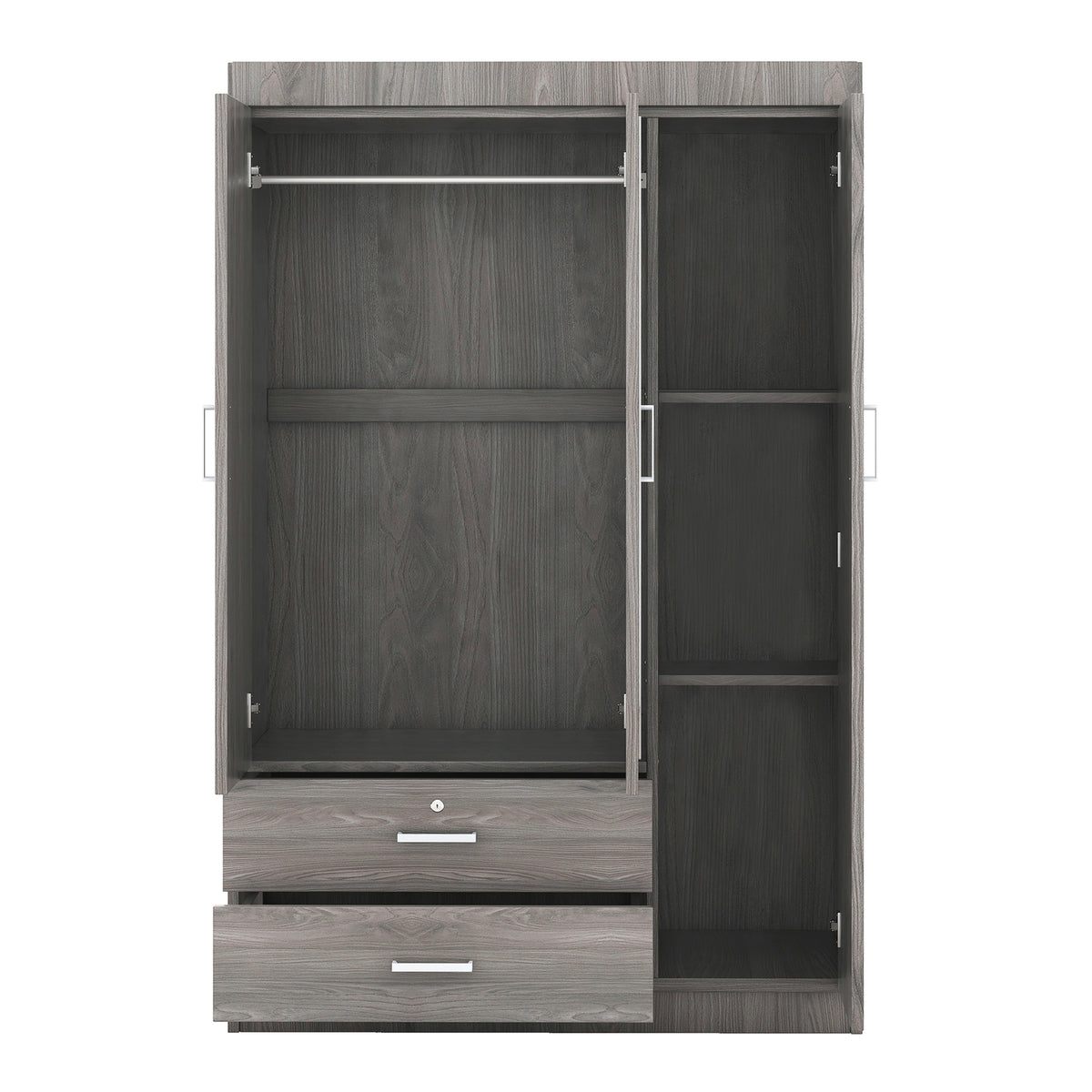 Nøordka Light Dresser Default 70" Gray 3-Door Mirror Wardrobe