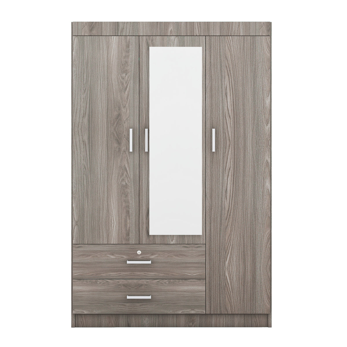 Nøordka Light Dresser Default 70" Gray 3-Door Mirror Wardrobe