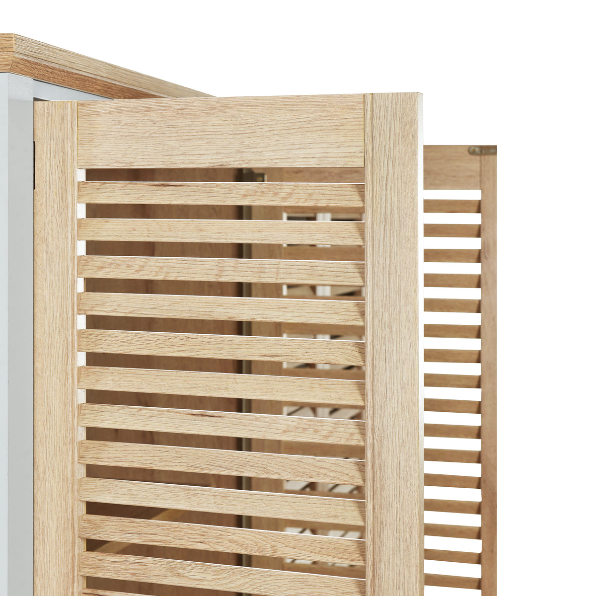 Nøordka Light Dresser Default 75" Natural &amp; White 4 Shutter Door Wardrobe Armoire Closet