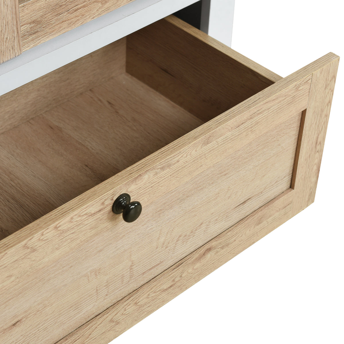 Nøordka Light Dresser Default 75" Natural &amp; White 4 Shutter Door Wardrobe Armoire Closet