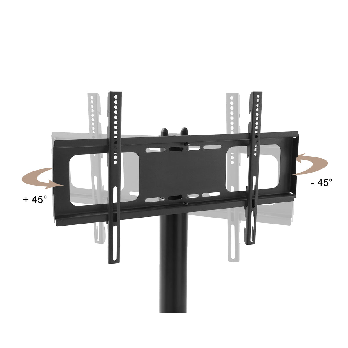 Nøordka Light Dresser Default Black Height &amp; Angle Adjustable Tempered Glass Mobile TV Stand with Locking Wheels