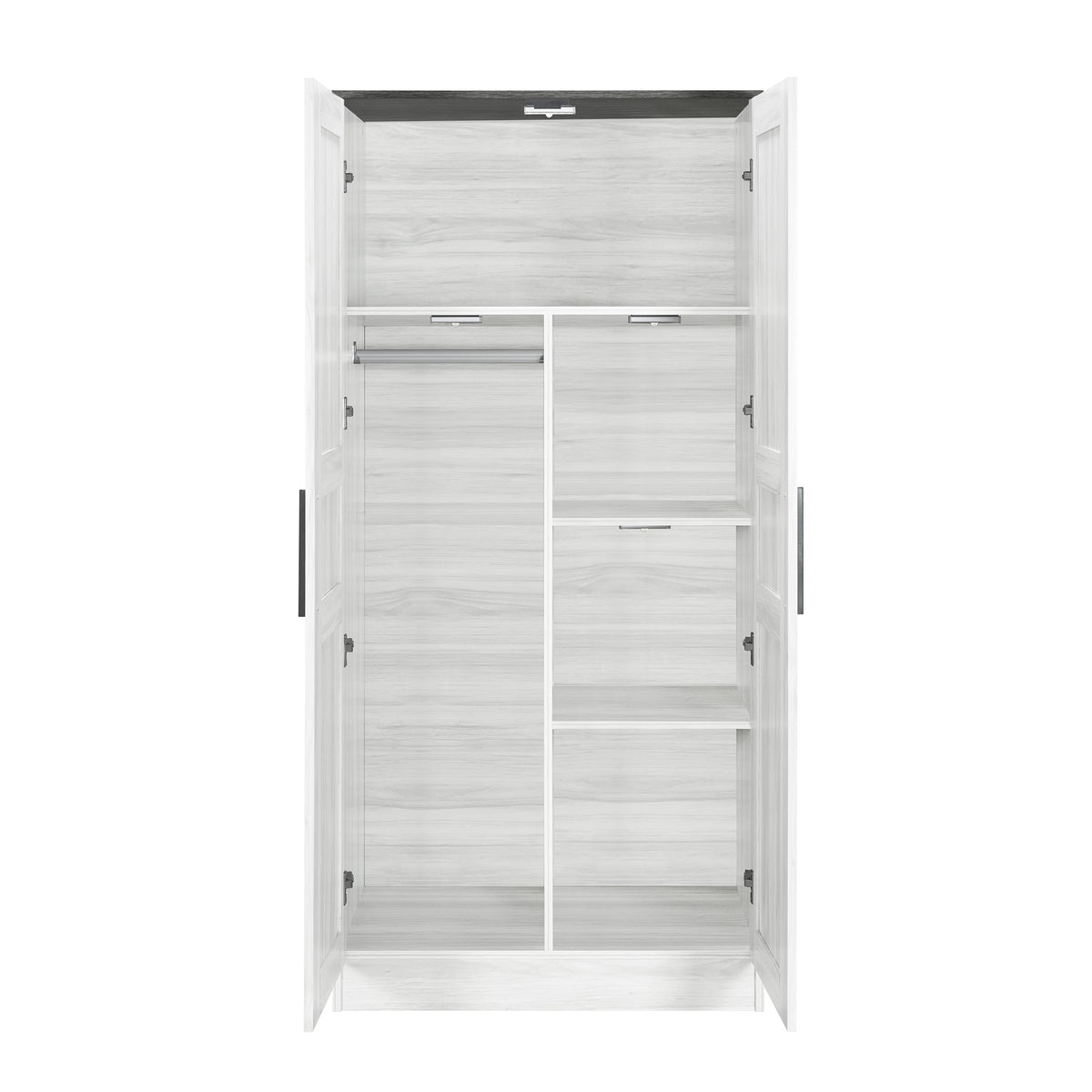 Nøordka Light Dresser Default Gray 2-Door Wooden Wardrobe Armoire with Lighting &amp; 4 Storage Shelves