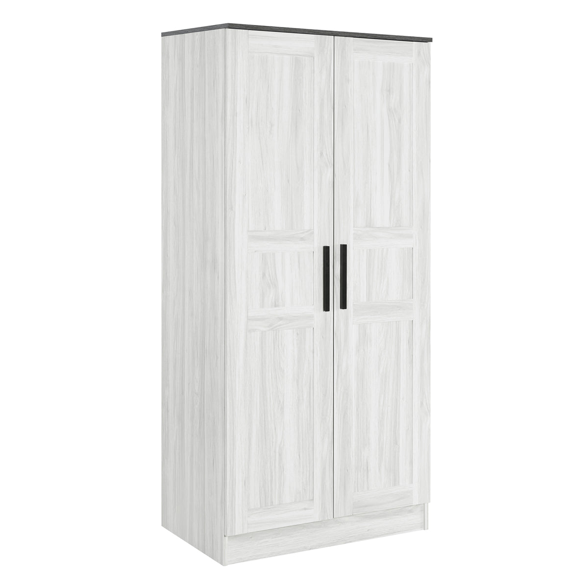 Nøordka Light Dresser Default Gray 2-Door Wooden Wardrobe Armoire with Lighting &amp; 4 Storage Shelves