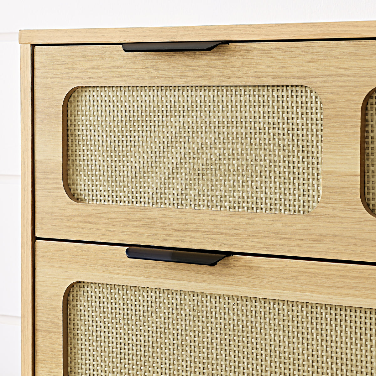 Nøordka Light Dresser Default Natural Wood Mid Century Modern Rattan 3 Drawer Dresser &amp; Cabinet