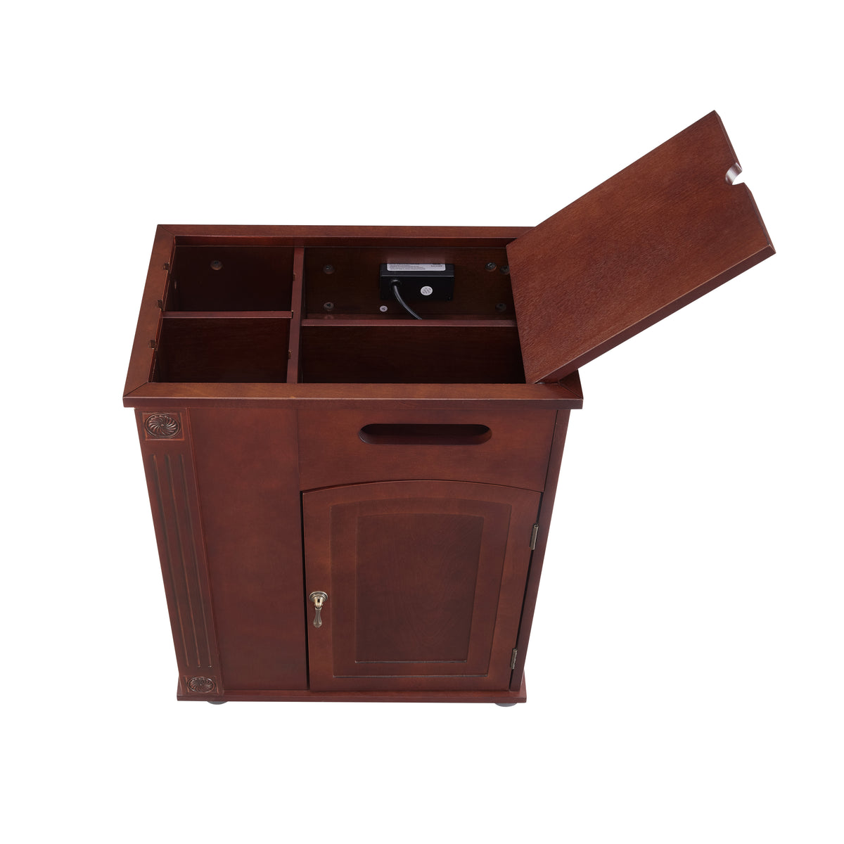 Nøordka Light Nightstand Default 13" Red Walnut Traditional End Table with Charging Station &amp; USB Ports