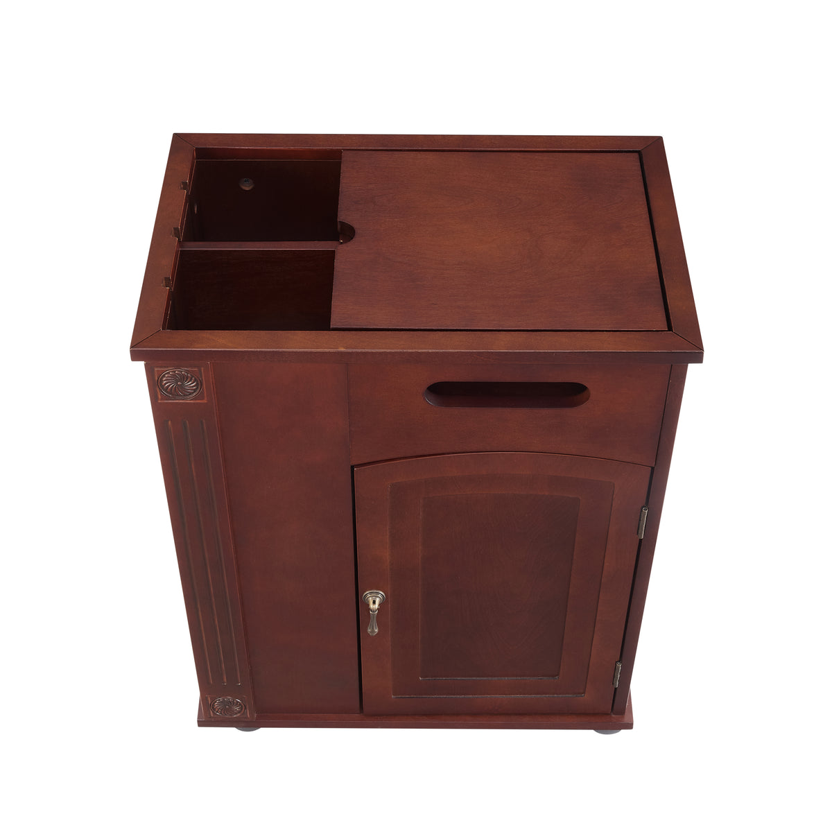 Nøordka Light Nightstand Default 13" Red Walnut Traditional End Table with Charging Station &amp; USB Ports