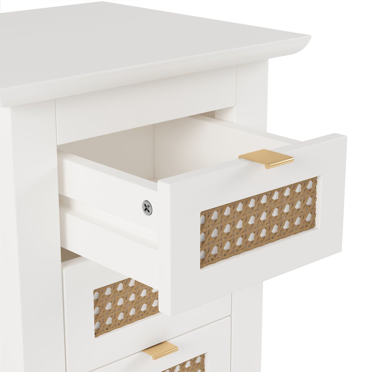 Nøordka Light Nightstand Default 15" White Rattan-Woven Wooden Nightstand Set