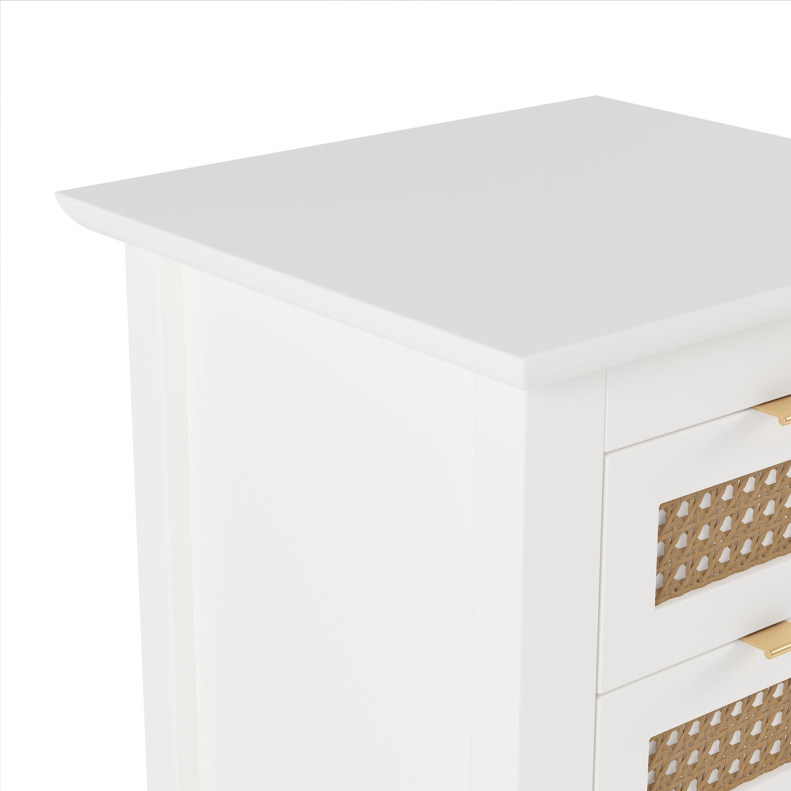Nøordka Light Nightstand Default 15" White Rattan-Woven Wooden Nightstand Set
