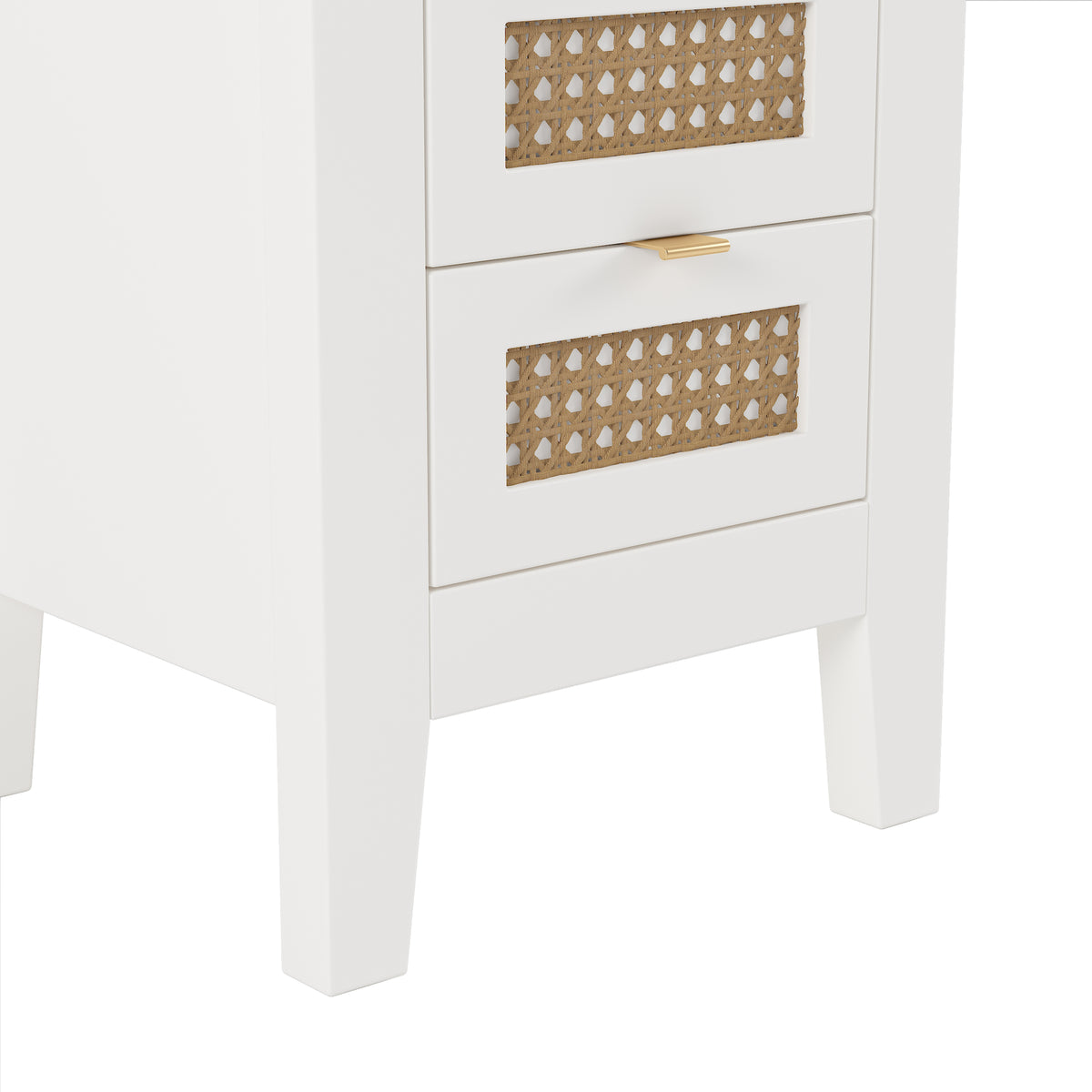 Nøordka Light Nightstand Default 15" White Rattan-Woven Wooden Nightstand Set