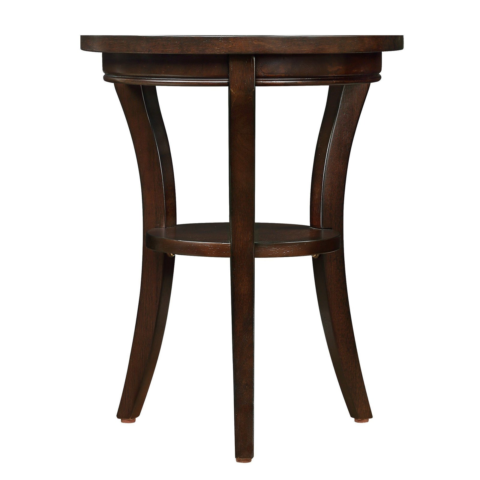 Nøordka Light Nightstand Default 16" Espresso Wood Round End Table with Open Shelf