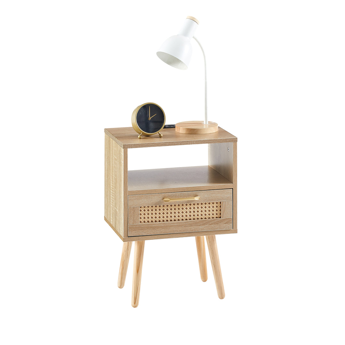 Nøordka Light Nightstand Default 16" Natural Rattan End Table With Power Outlet