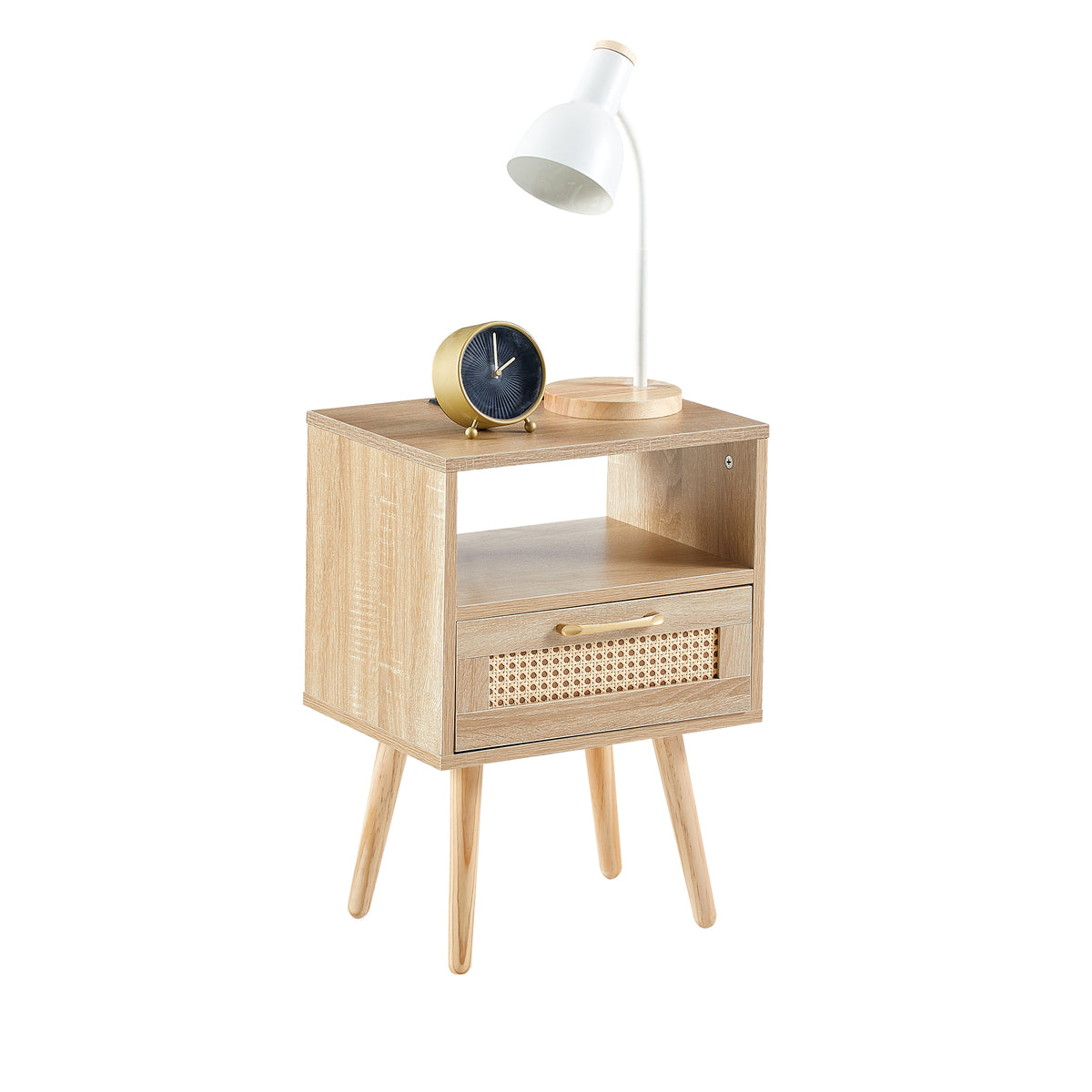 Nøordka Light Nightstand Default 16" Natural Rattan End Table With Power Outlet