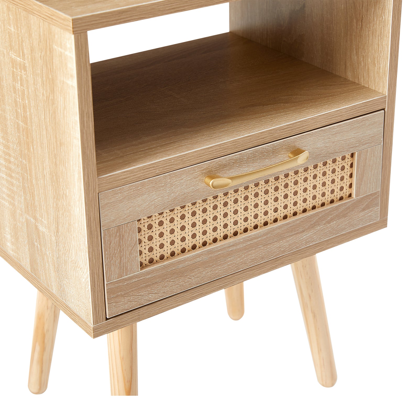 Nøordka Light Nightstand Default 16" Natural Rattan End Table With Power Outlet