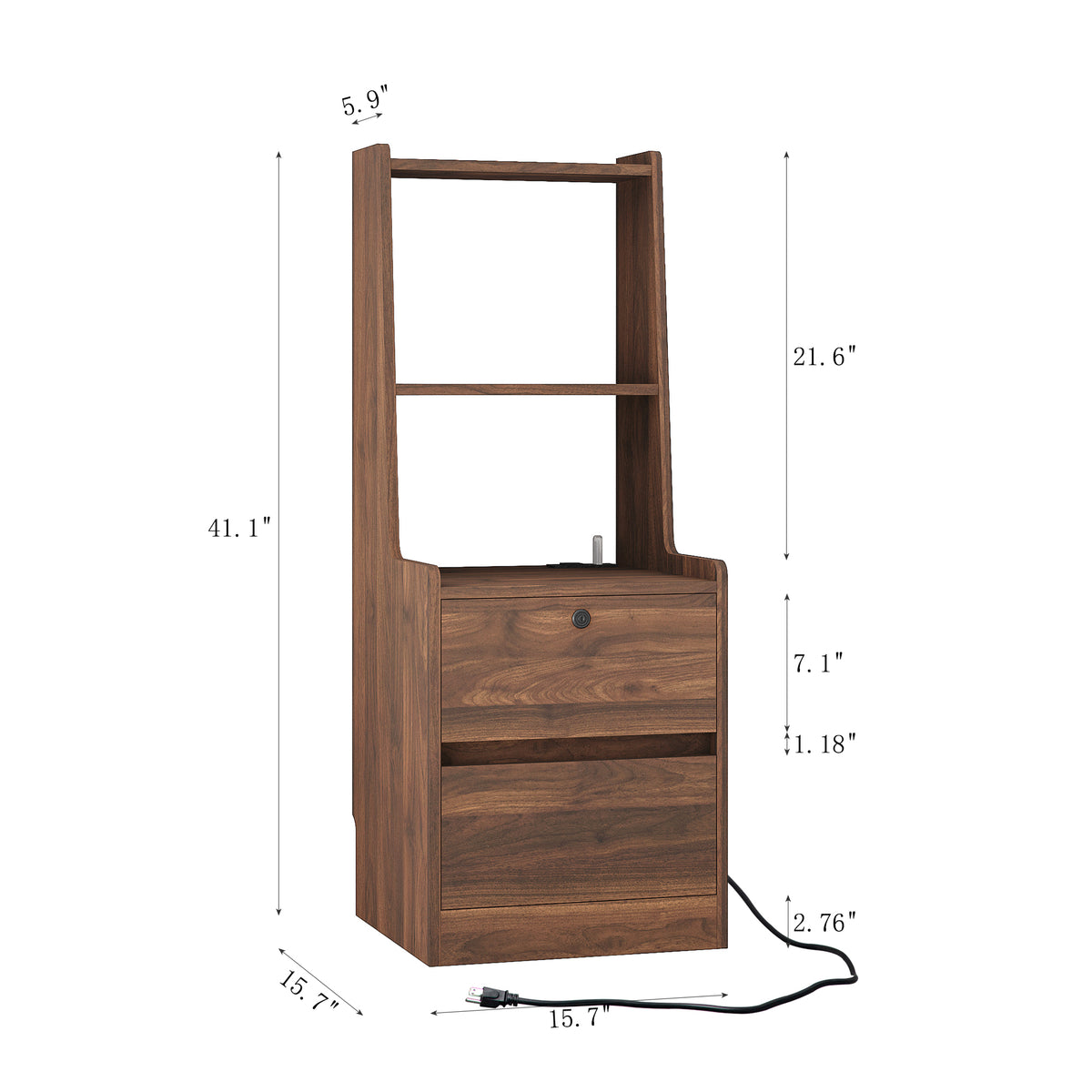 Nøordka Light Nightstand Default 16" Wood Smart Nightstand with Charging Station &amp; Night Light