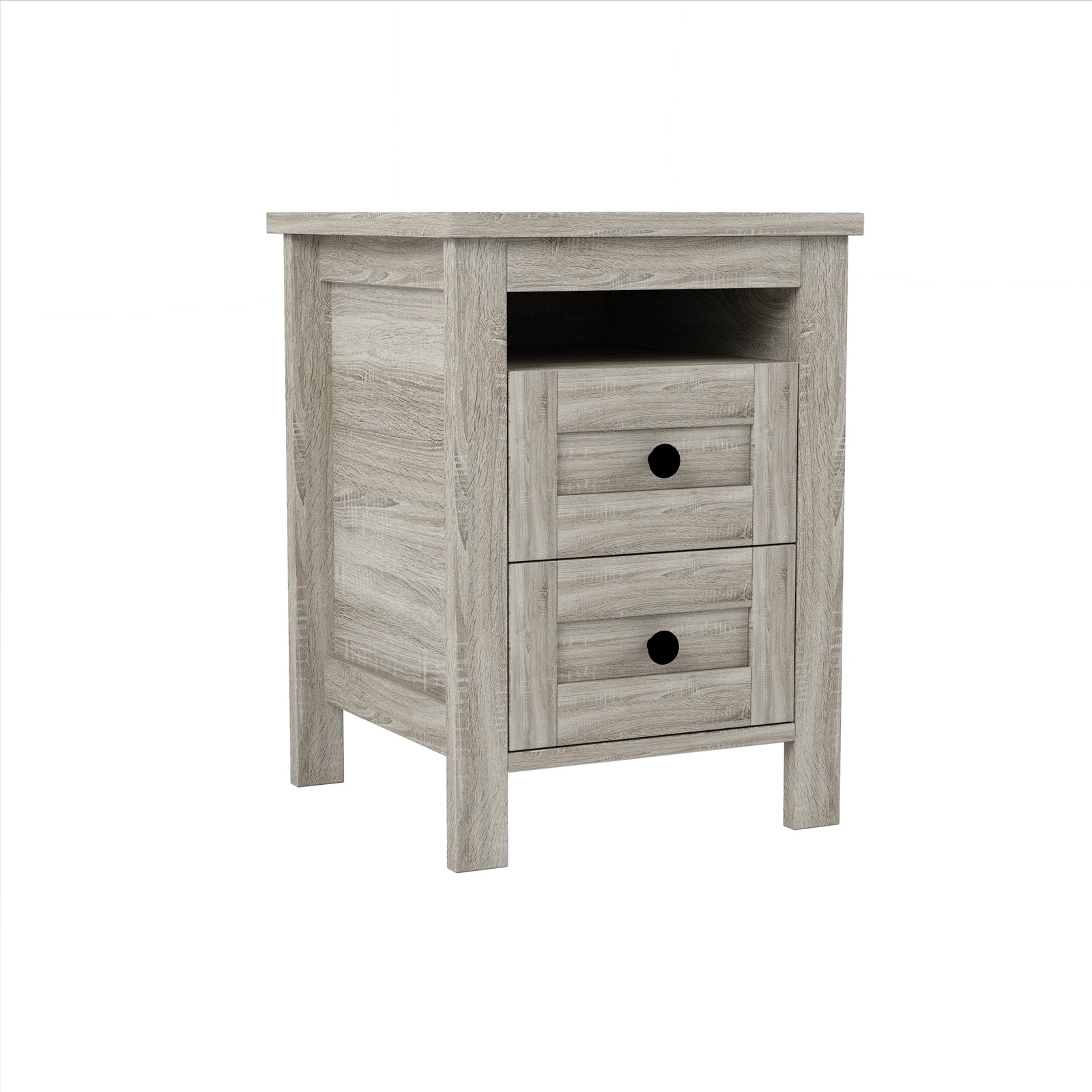 Nøordka Light Nightstand Default 18" Farmhouse Antique Gray Wooden Nightstand