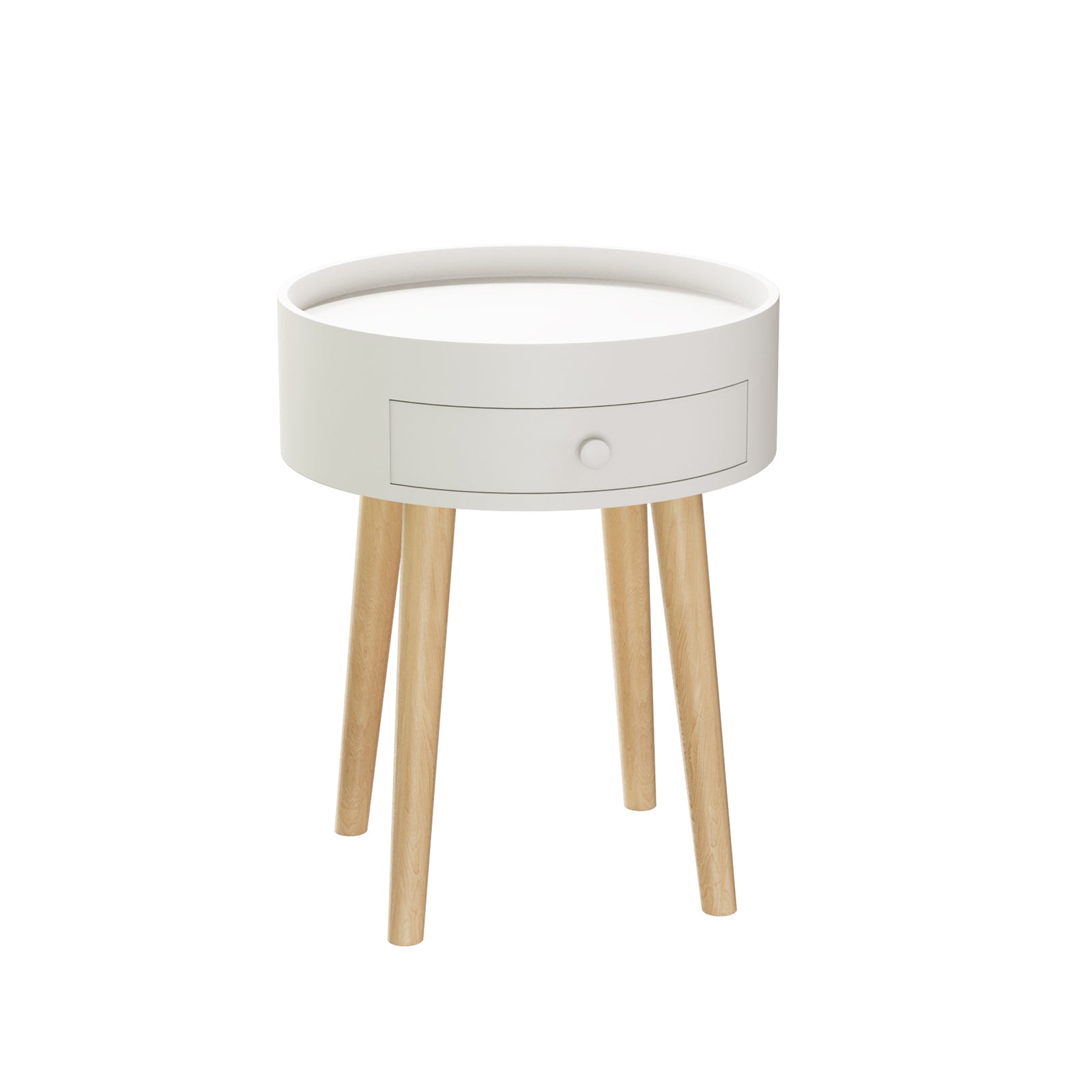 Nøordka Light Nightstand Default 18" White Nightstand with Storage Drawer & Oak Legs