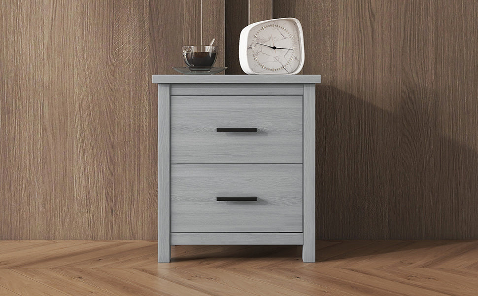 Nøordka Light Nightstand Default 19" Light Gray Vintage Wooden Nightstand