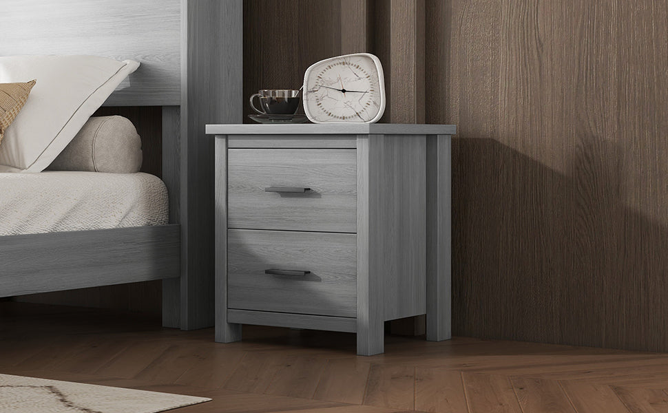 Nøordka Light Nightstand Default 19" Light Gray Vintage Wooden Nightstand
