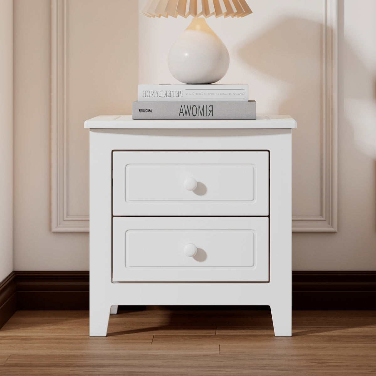 Nøordka Light Nightstand Default 20" Classic White 2-Drawer Nightstand