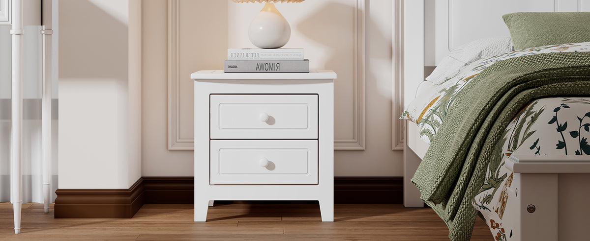 Nøordka Light Nightstand Default 20" Classic White 2-Drawer Nightstand