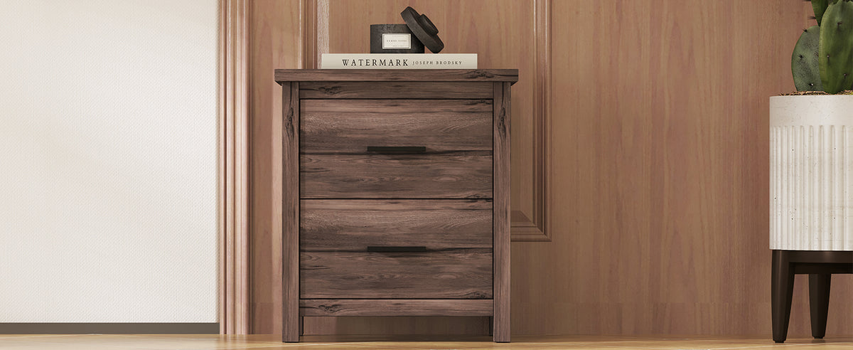 Nøordka Light Nightstand Default 20" Dark Walnut Vintage Two Drawer Nightstand