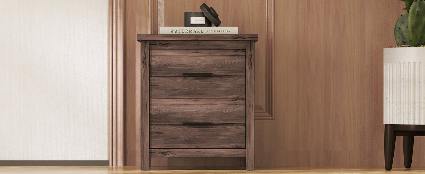 Nøordka Light Nightstand Default 20" Dark Walnut Vintage Two Drawer Nightstand