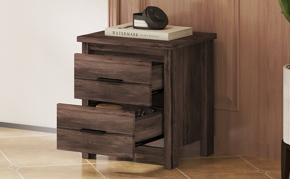 Nøordka Light Nightstand Default 20" Dark Walnut Vintage Two Drawer Nightstand