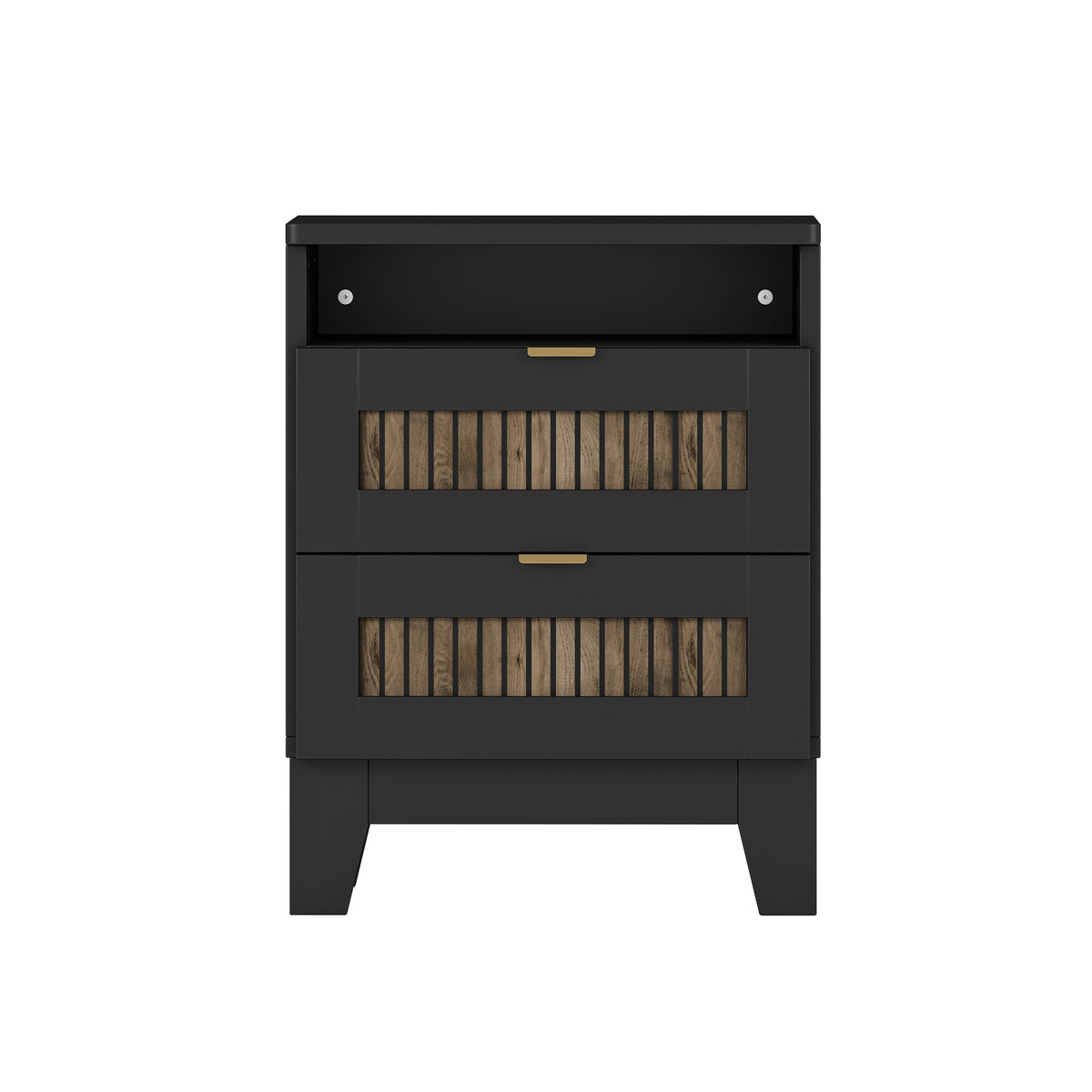 Nøordka Light Nightstand Default 20" Farmhouse Black &amp; Wooden Nightstand with Storage Cabinet