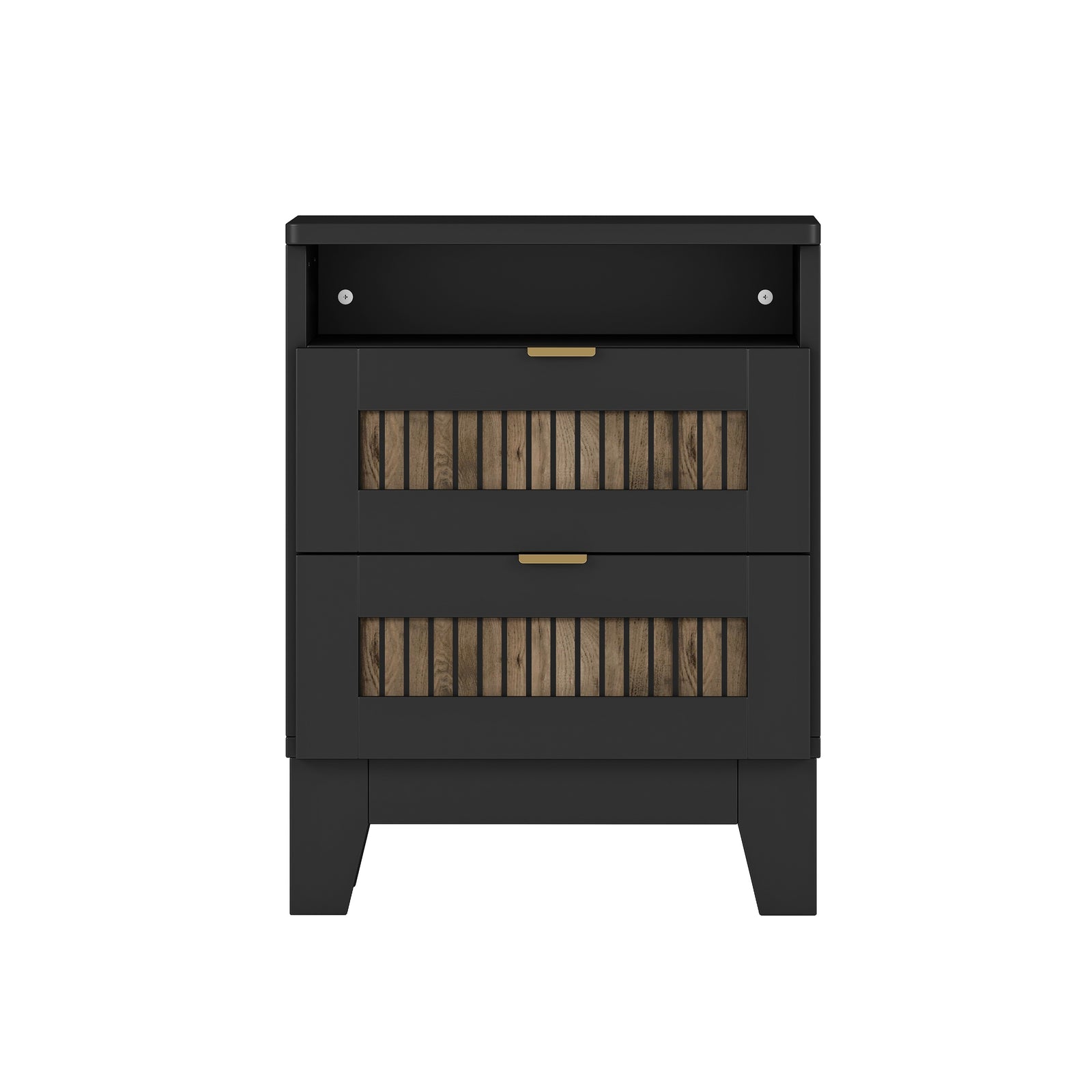 Nøordka Light Nightstand Default 20" Farmhouse Black & Wooden Nightstand with Storage Cabinet