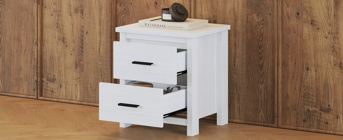 Nøordka Light Nightstand Default 20" Vintage White Two Drawer Wooden Nightstand