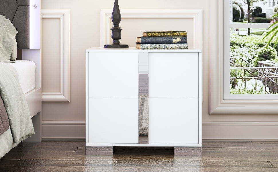 Nøordka Light Nightstand Default 23" White Nightstand with Metal Handling & 2 Drawers