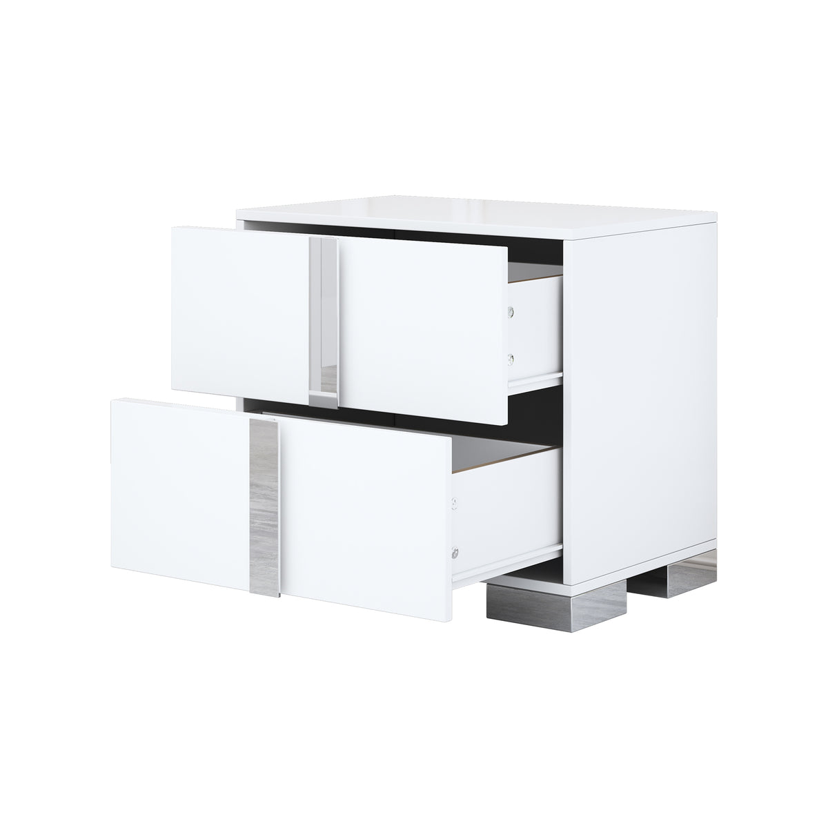 Nøordka Light Nightstand Default 23" White Nightstand with Metal Handling &amp; 2 Drawers