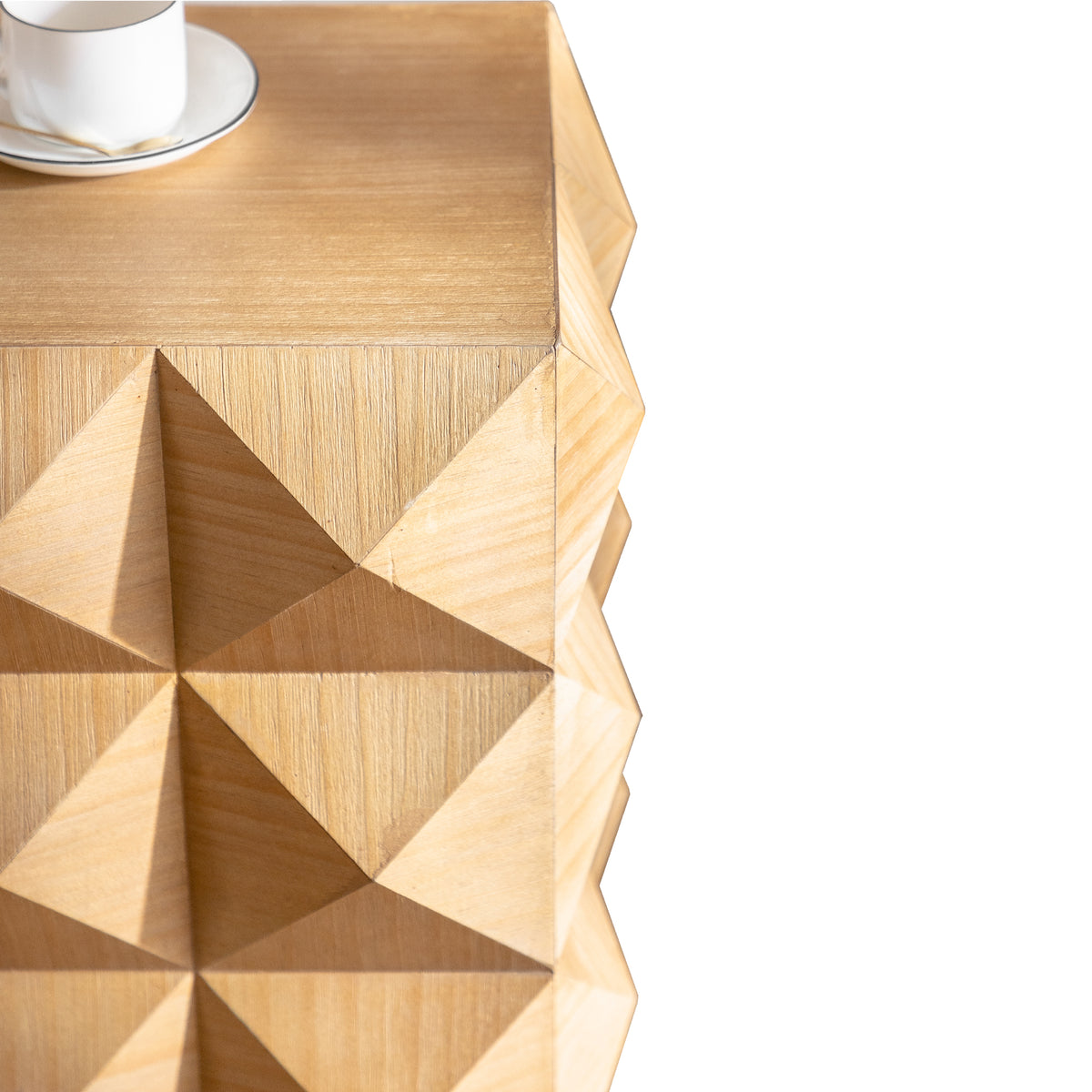 Nøordka Light Nightstand Default 24" Natural Wood Tone Embossed Retro Side Table &amp; Nightstand