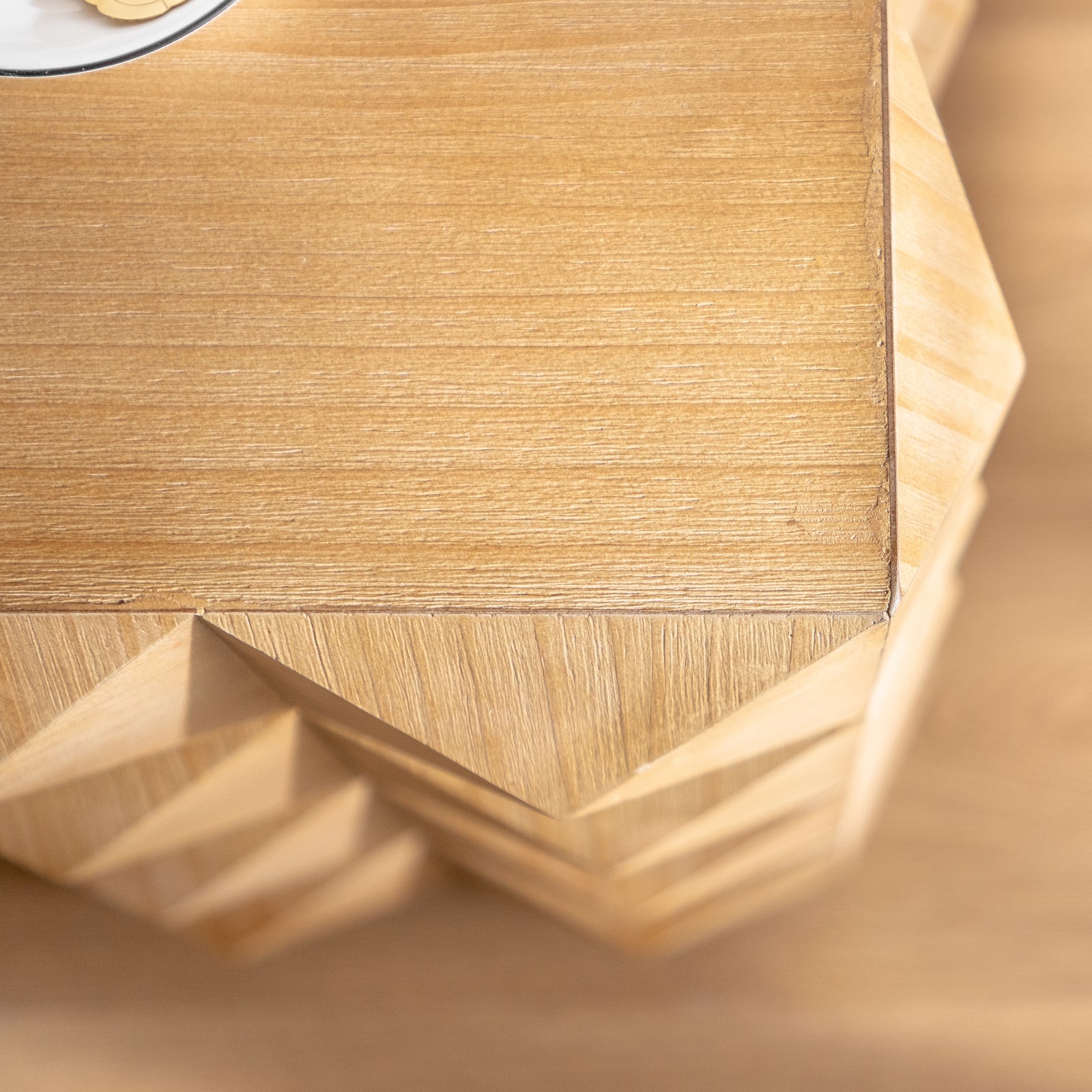 Nøordka Light Nightstand Default 24" Natural Wood Tone Embossed Retro Side Table & Nightstand