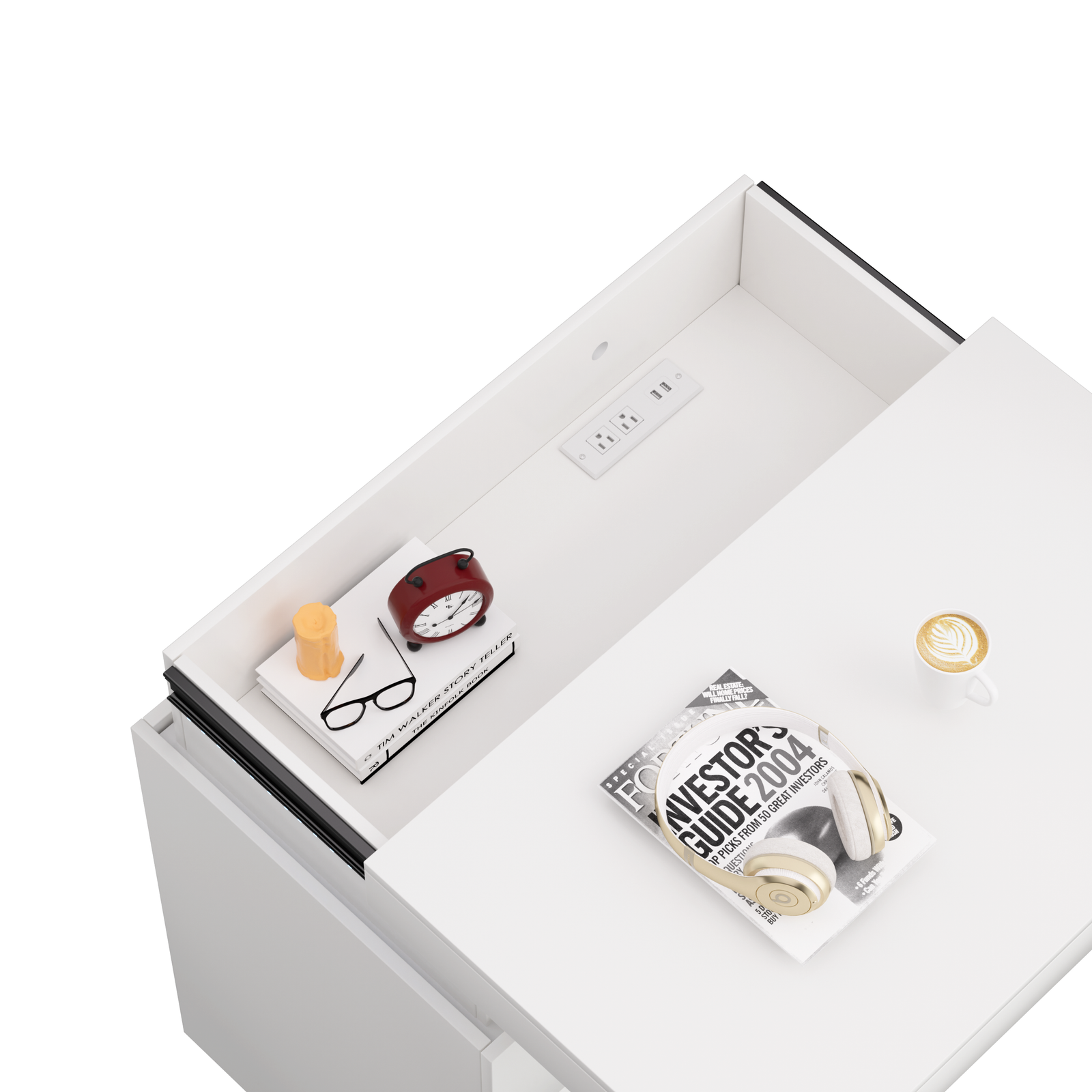 Nøordka Light Nightstand Default 29" White Modern Nightstand with Charging Station & LED Lighting