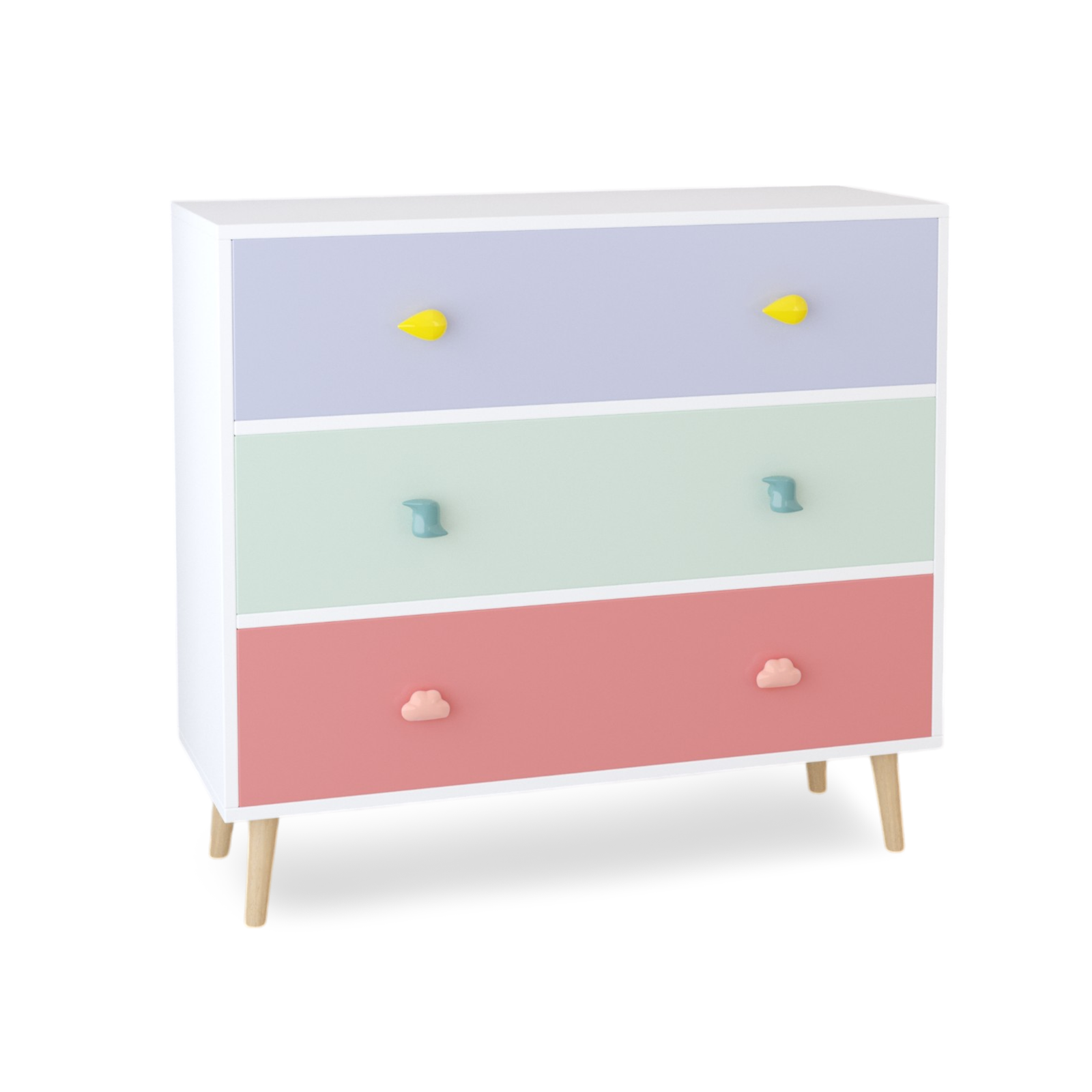 Nøordka Light Nightstand Default 32" Colorful Kids 3 Drawer Dresser & Nightstand