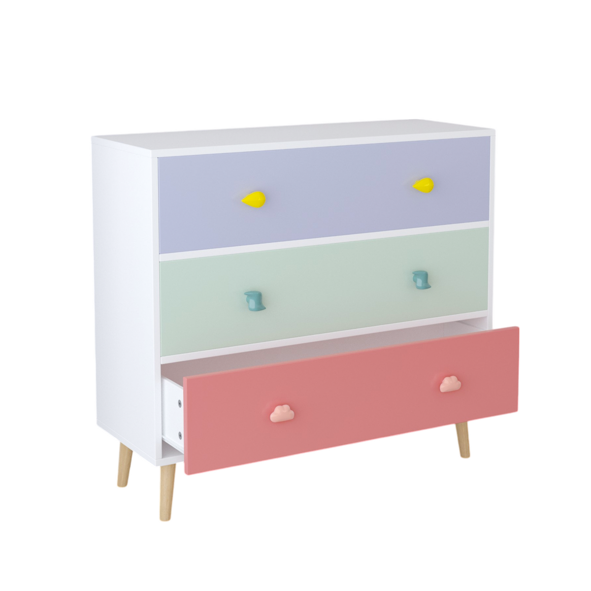 Nøordka Light Nightstand Default 32" Colorful Kids 3 Drawer Dresser &amp; Nightstand