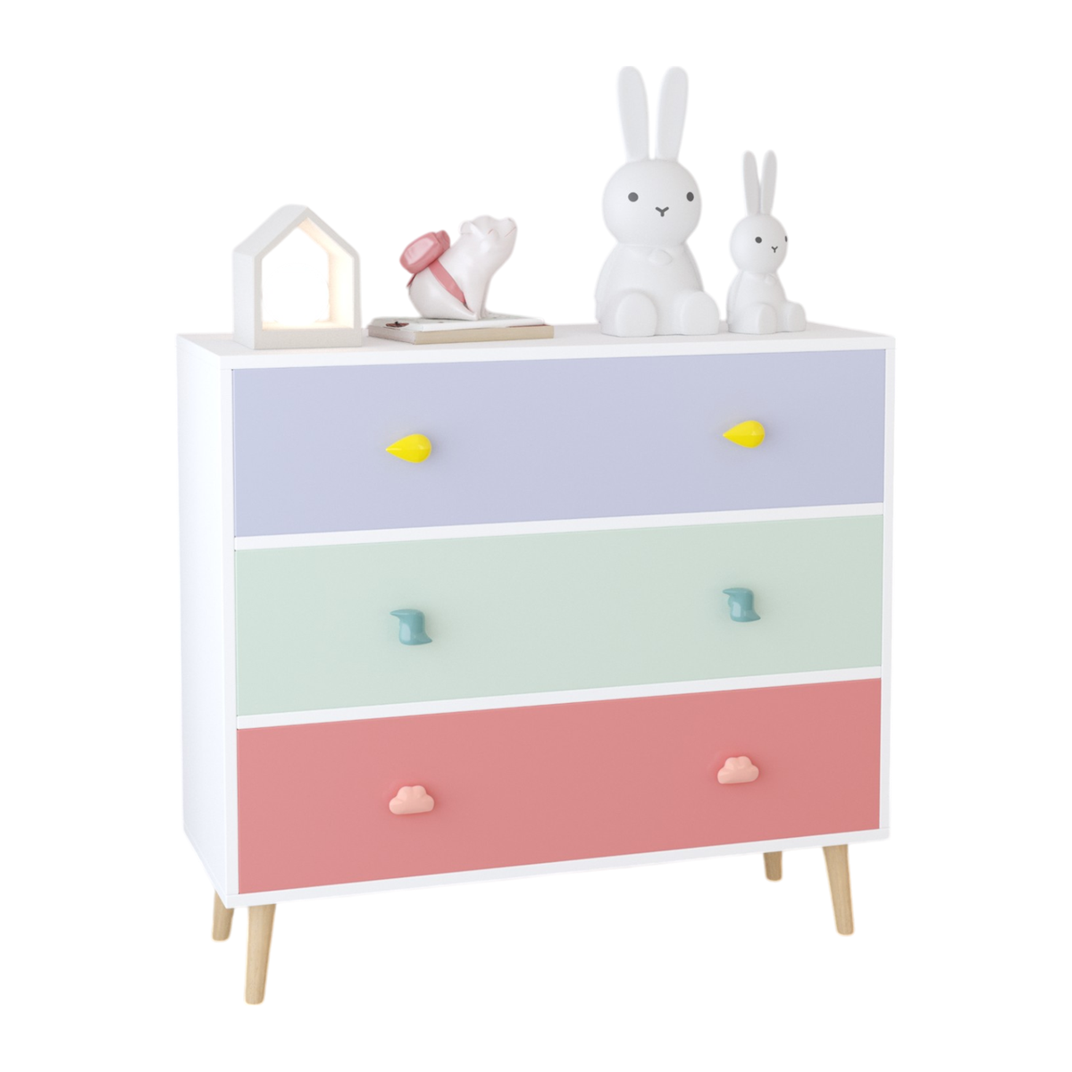 Nøordka Light Nightstand Default 32" Colorful Kids 3 Drawer Dresser &amp; Nightstand