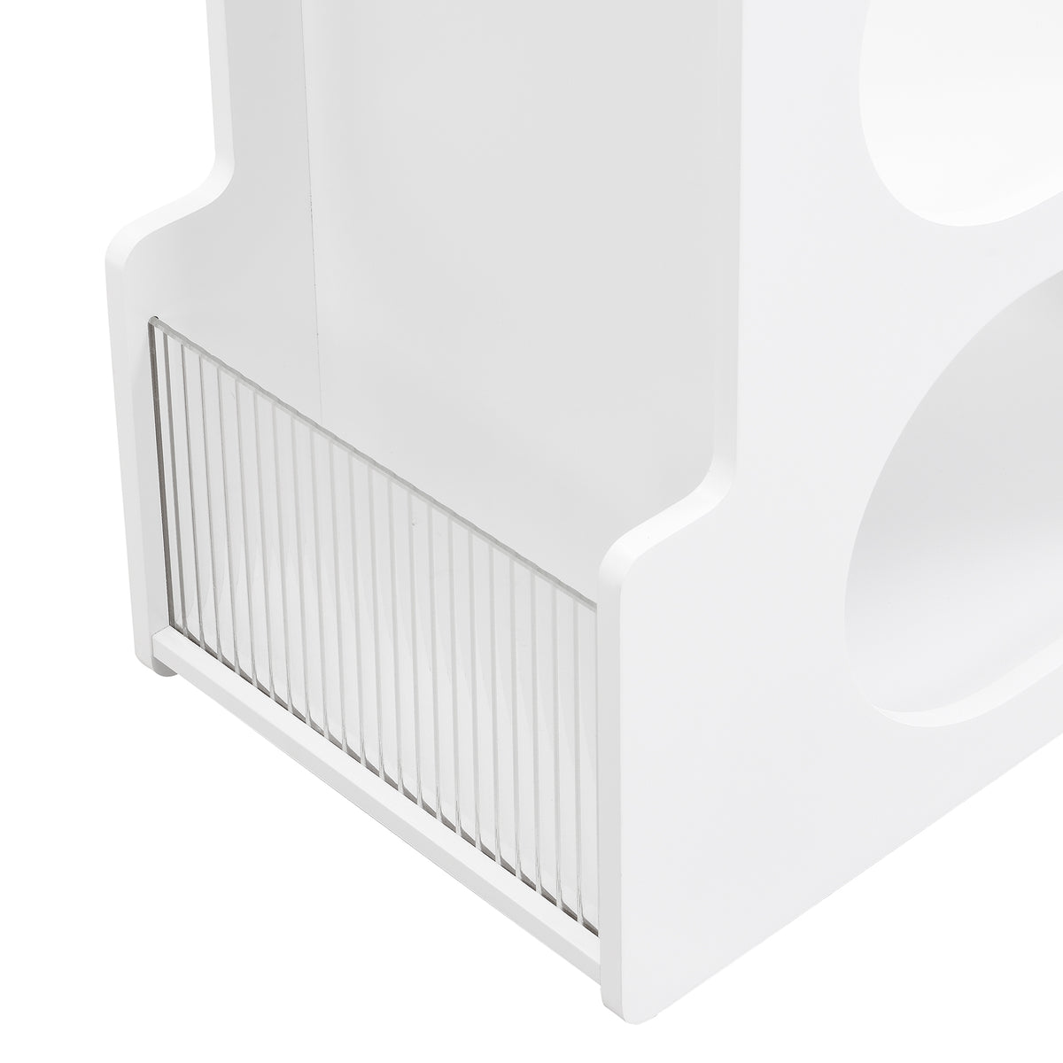 Nøordka Light Nightstand Default 32" White Mobile End Table with Locking Wheels &amp; Fluted Glass