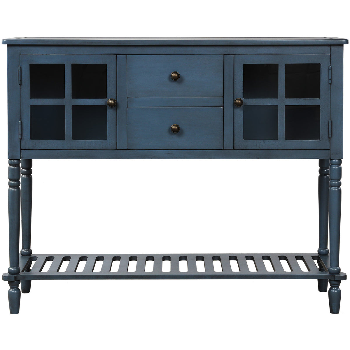 Nøordka Light Nightstand Default 42" Farmhouse Navy Wood Glass Sideboard &amp; Console Table