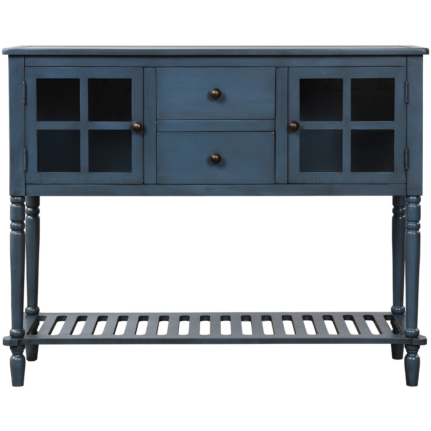 Nøordka Light Nightstand Default 42" Farmhouse Navy Wood Glass Sideboard & Console Table