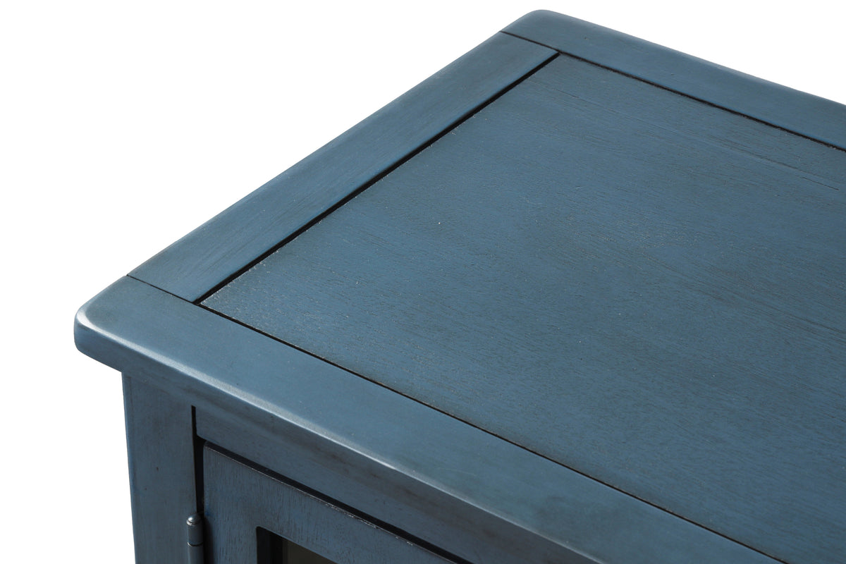 Nøordka Light Nightstand Default 42" Farmhouse Navy Wood Glass Sideboard &amp; Console Table