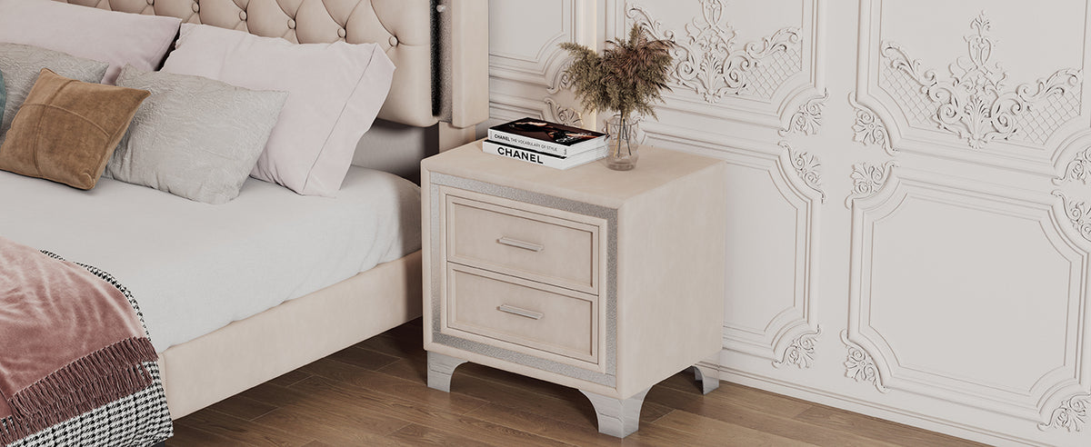 Nøordka Light Nightstand Default Beige Mid Century Modern Nightstand &amp; Bedside Table
