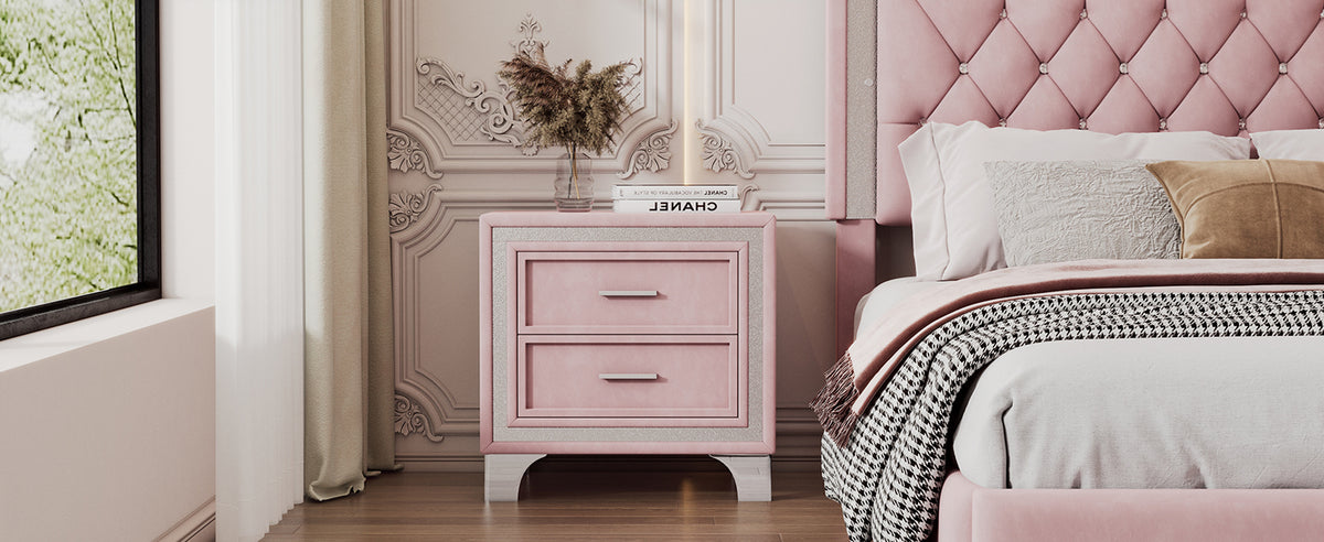 Nøordka Light Nightstand Default Pink Mid Century Modern Nightstand &amp; Bedside Table