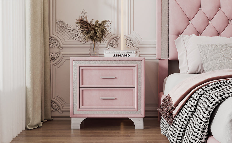 Nøordka Light Nightstand Default Pink Mid Century Modern Nightstand & Bedside Table