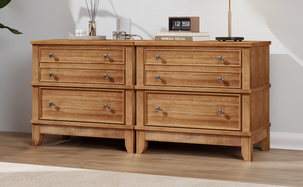 Nøordka Light Nightstand Default Set of Two 30" Hazel 3-Drawer Rustic Nighstands