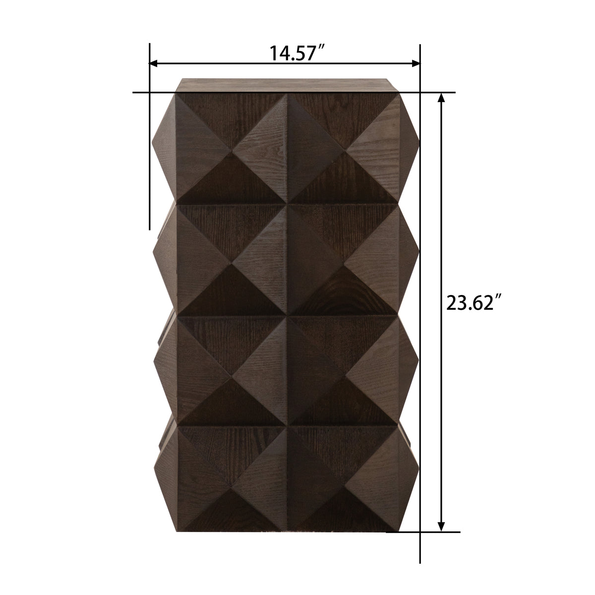 Nøordka Light Sideboard Default 24" Brown Retro Wooden Embossed Pattern Side Table