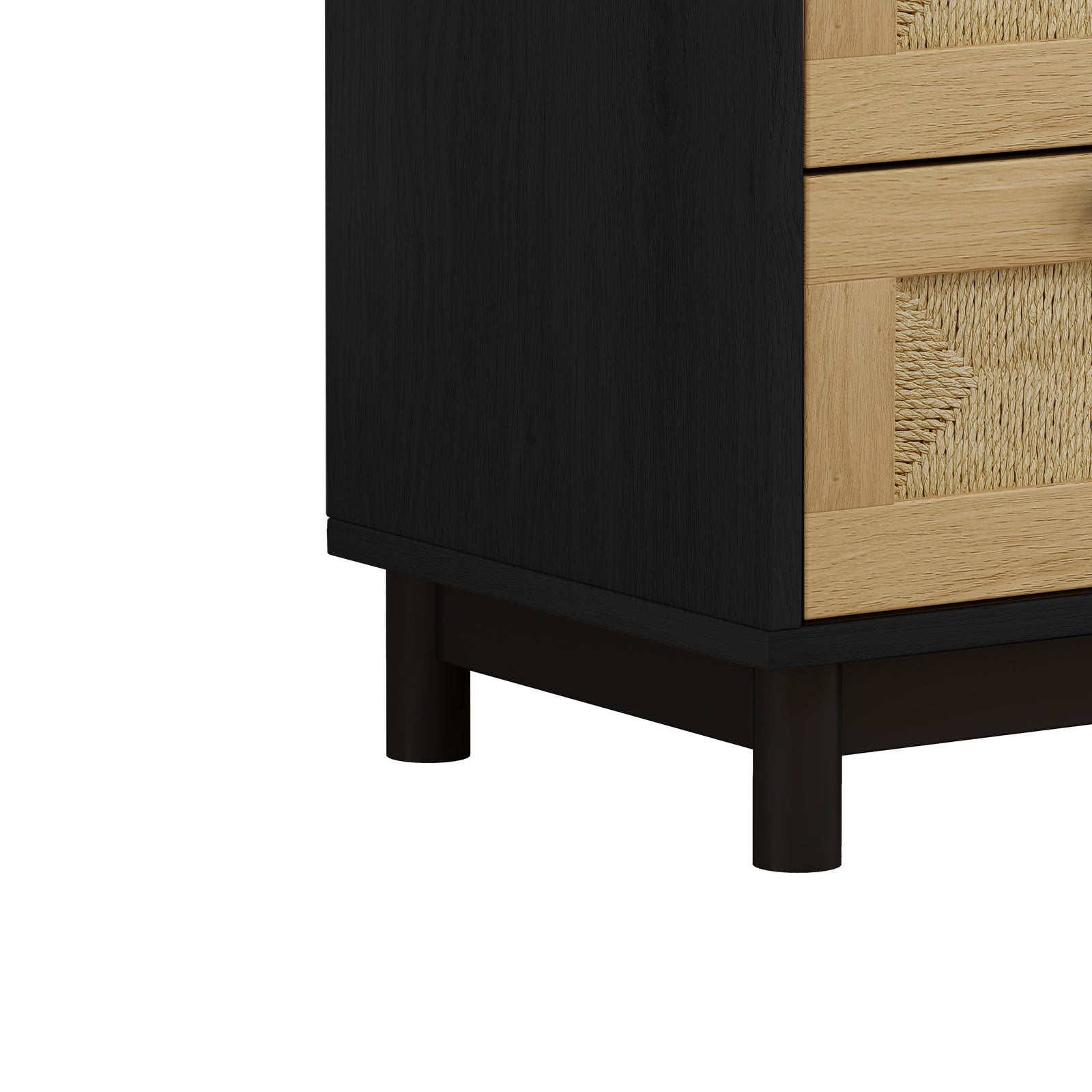 Nøordka Light Sideboard Default 30" Rattan Three Drawer Storage Cabinet with Dark Accents