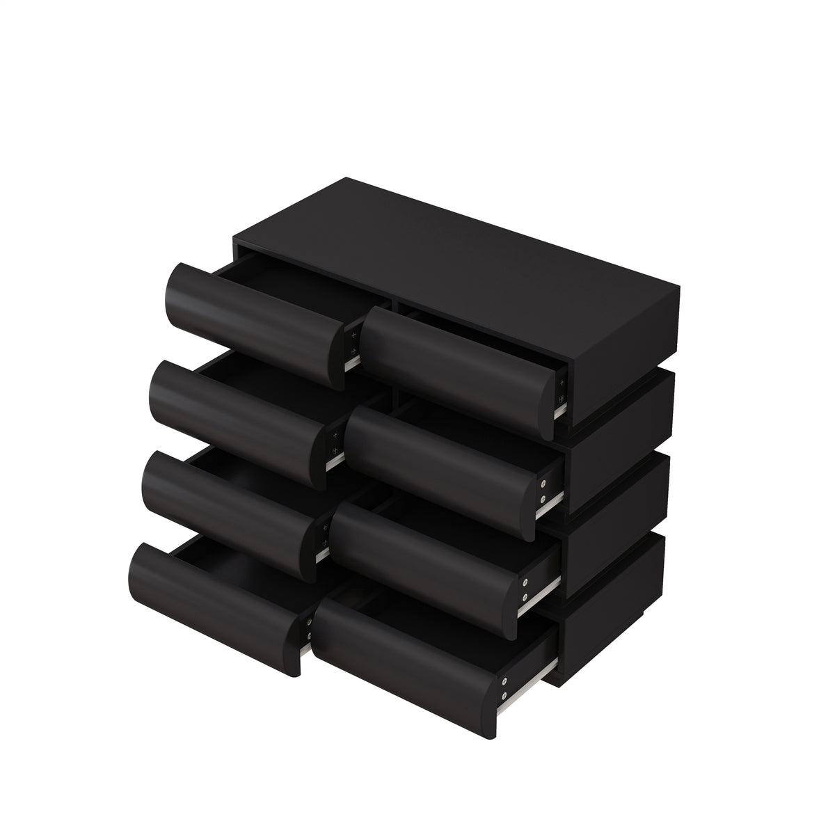 Nøordka Light Sideboard Default 32" Black Mid Century Modern 8 Drawer Dresser with Wide Storage